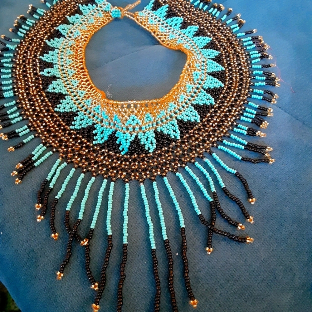 Hand beaded goddess choker necklace